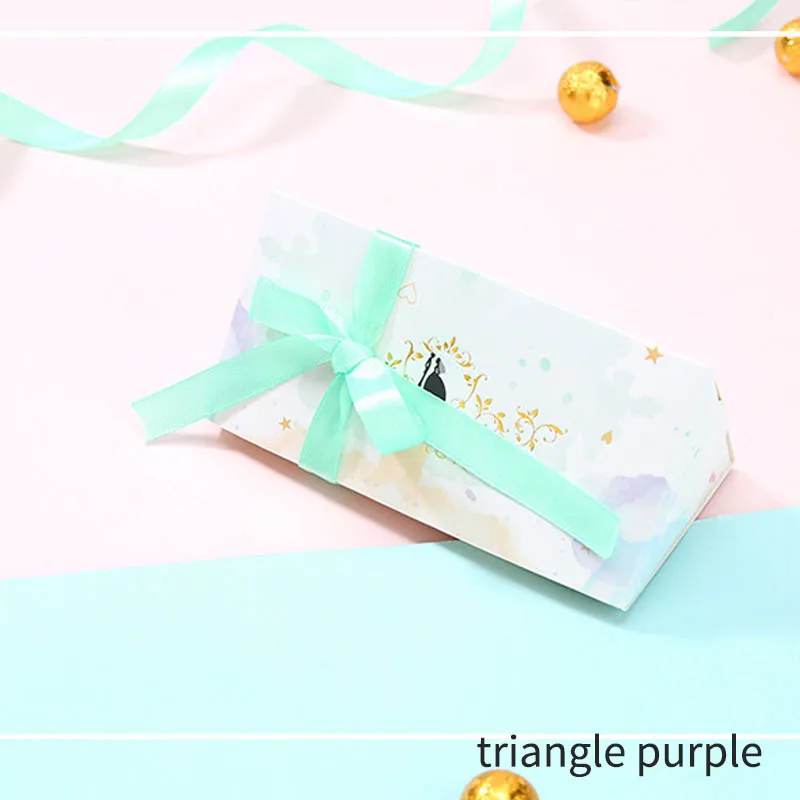 5 шт. коробка для макарун Подарочная коробка конфет вечерние свадебные украшения милый Подарочный пакет Маффин коробка выпечки украшения - Цвет: triangle purple