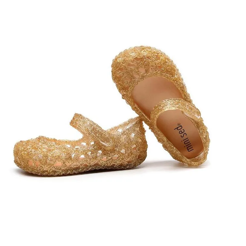 Mini Melissa/прозрачные сандалии для девочек; сандалии принцессы для девочек; нескользящая пляжная обувь для девочек; обувь для маленьких девочек; Размеры 6-11