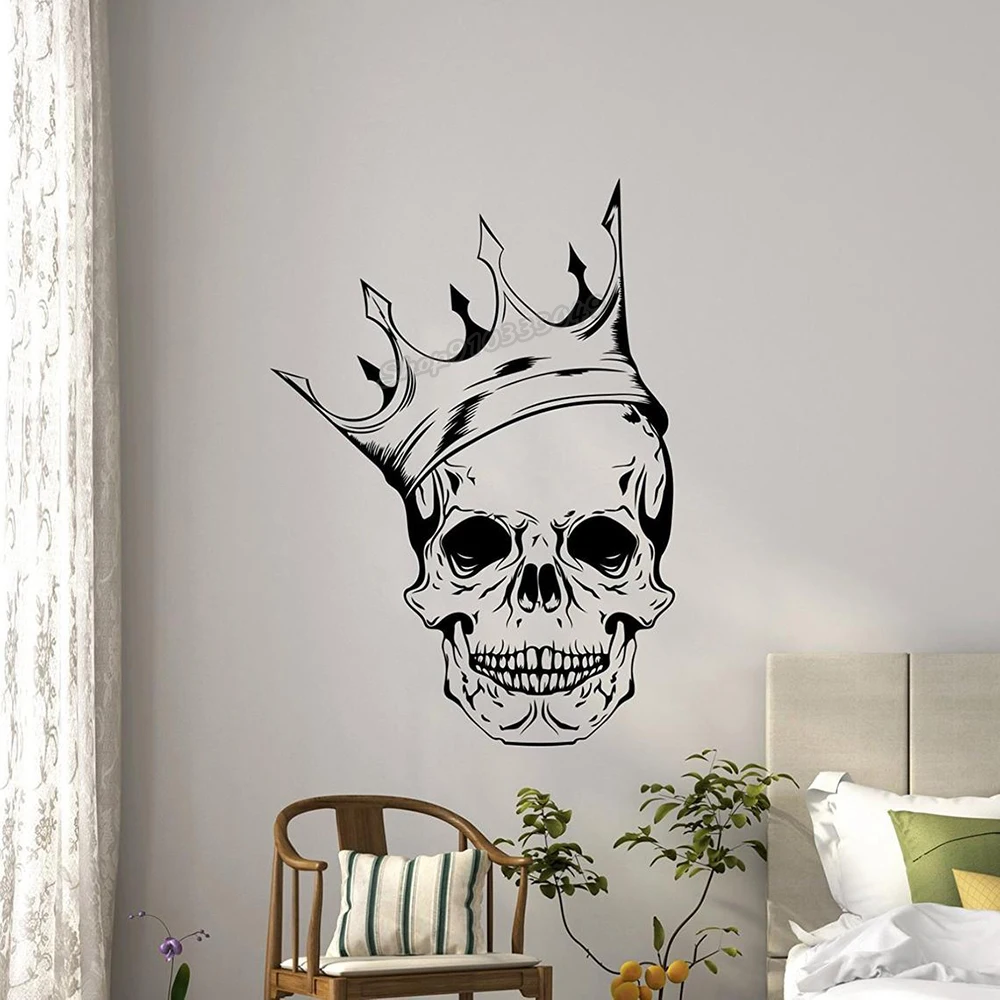 

Skull Diadem Wall Decal Crown Corona Poster Artwork Dead Vinyl Wall Sticker Home Wall Art Decor Teen Kids Boys Room Decor B061