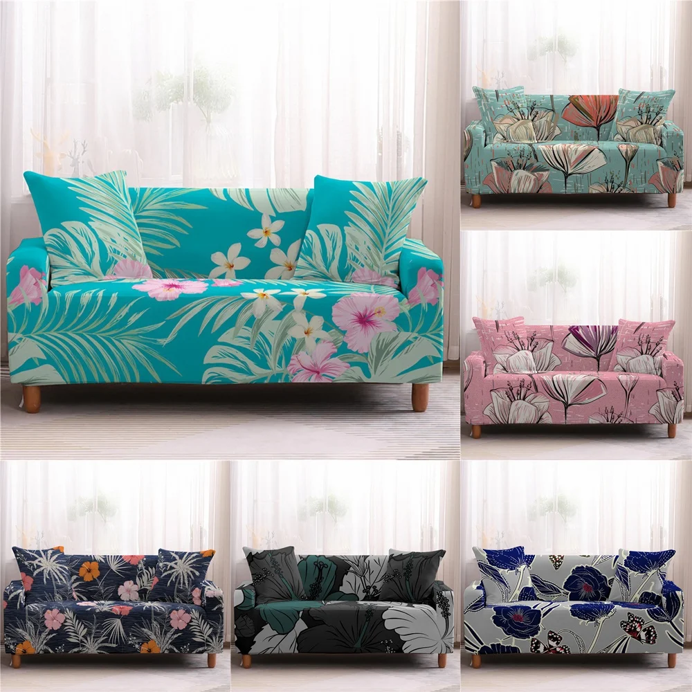 1/2/3/4 Seater Floral Elastic Sofa Cover Universal Stretch Abstract Flower Slipcover For Living Room Couch Decor | Дом и сад