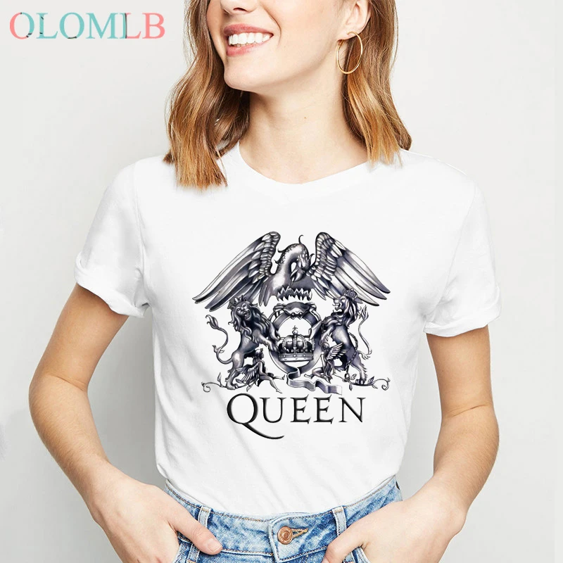 Фредди Меркьюри в queen Группа Футболка Для женщин в стиле хип-хоп рок футболка Hipster Повседневное футболки с забавным принтом femme уличная