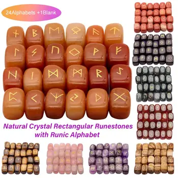 

25pcs/lot Rune Stones Set with Engraved Elder Futhark Alphabet Crystal Meditation Divination Spiritual Stones Runic Alphabet