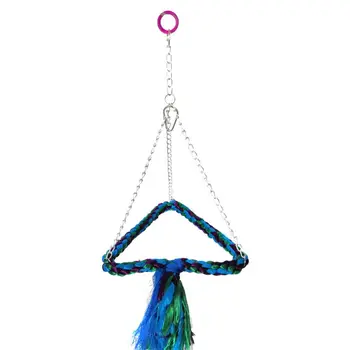 

Hanging Bird Swing Triangle Cotton Rope Wrapped Bird Parrot Perch Cage Chew Toys Climbing Standing Bar