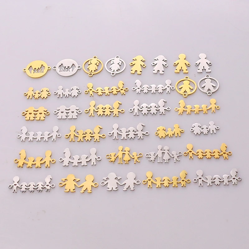 5pcs Family Chain Stainless Steel Pendant Necklace Parents and Children Necklaces Gold/steel Jewelry Gift for Mom Dad New Twice