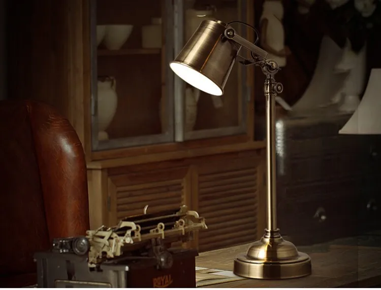 

American adjustable copper desk lamp for reading room