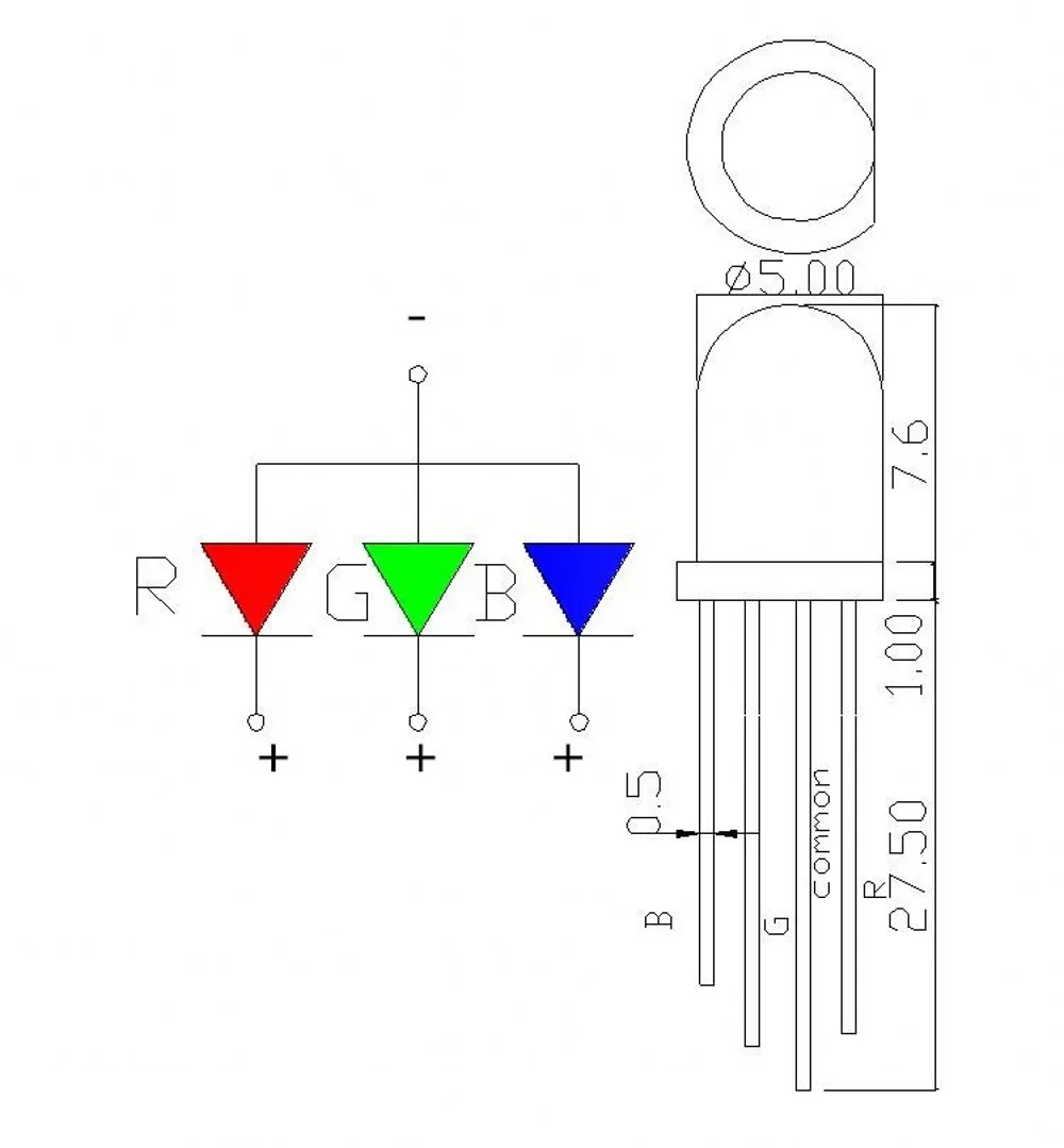 Vibrant 1000-Piece 5mm RGB LED Kit - Common Cathode/Anode, Four Feet, Transparent Highlight, F5 Diode for Colorful Illumination Description Image.This Product Can Be Found With The Tag Names EL Products, Electronic Components Supplies, Fullcolor led