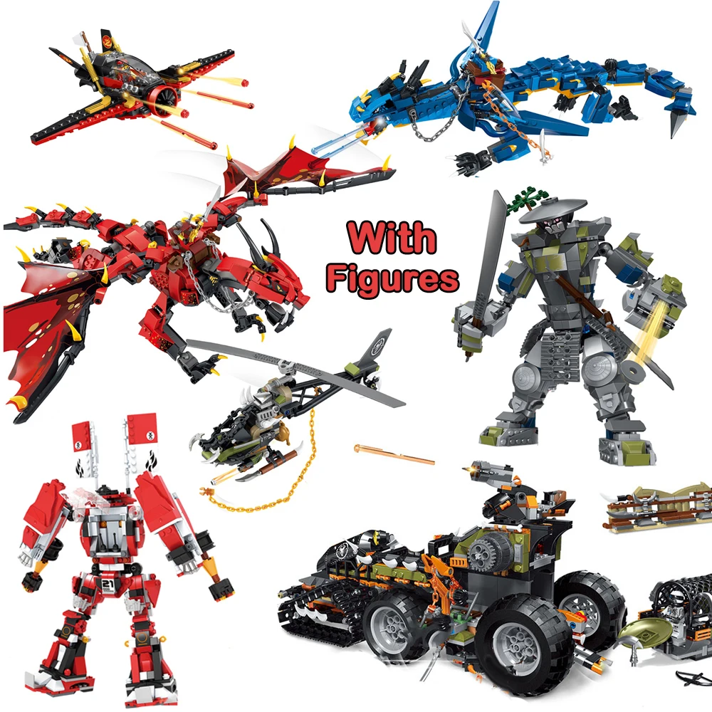 

Fire Dragon Man Robots Friends Ninja Series Building Blocks Compatible with legoINGLYS Bricks Model Figures Toys for Children