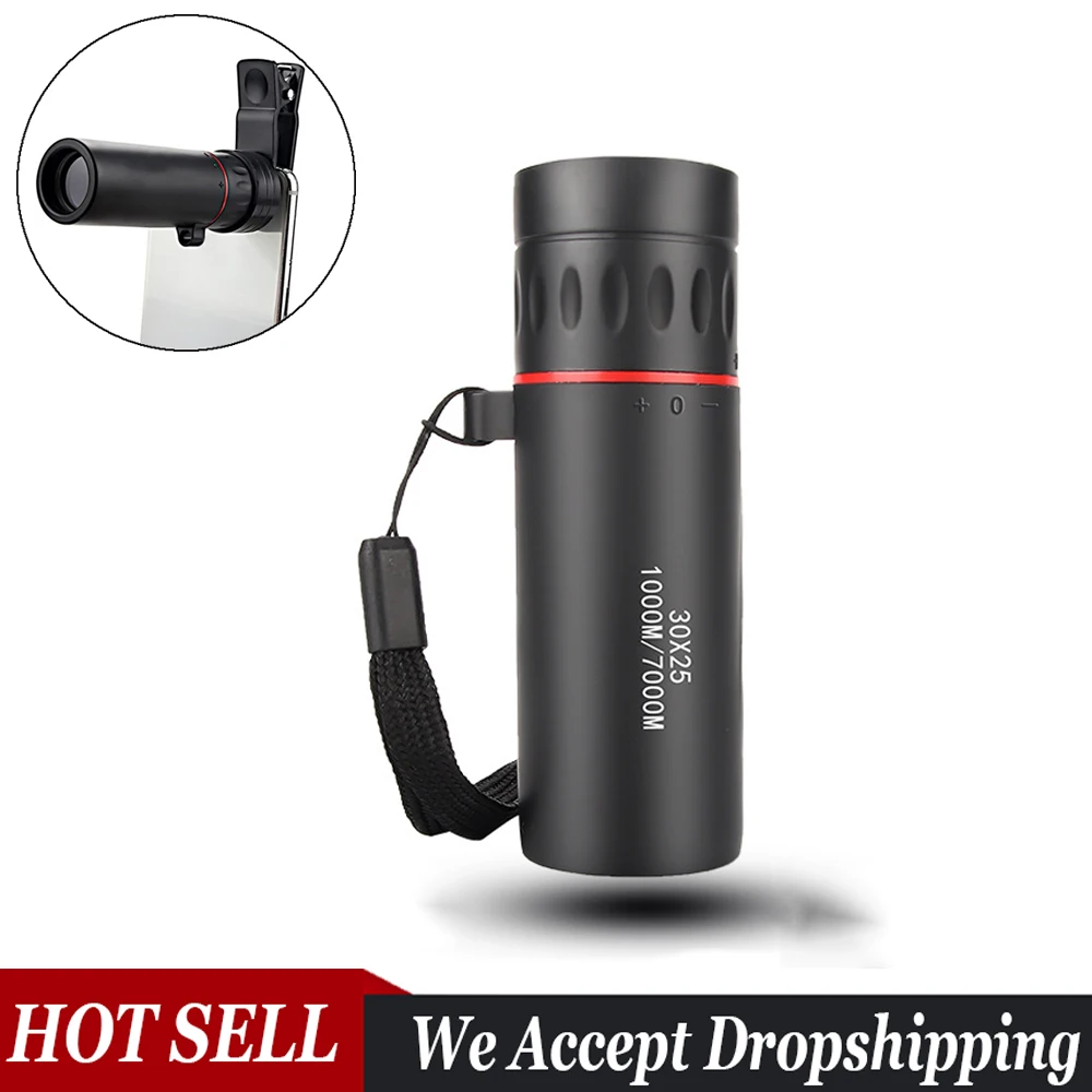 

30X25 High Definition Monocular Outdoor Mini Portable Zoom Telescope for Hunting Camping Powerful Binoculars for Smartphone