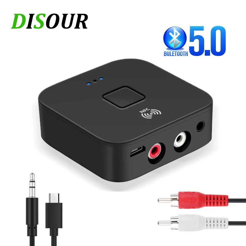 DISOUR NFC Bluetooth 5.0 Receiver 3.5mm AUX RCA Jack HIFI Stereo Audio Wireless Adapter Auto On/OFF For Car Kit Audio Receptor bluetooth adapter,bluetooth audio receiver,bluetooth transceiver adapter,audio adapter,bluetooth aux adaptor