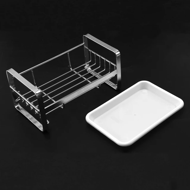 Sponge Holder, Sponge and Soap Holder for Kitchen Sink, 304 Stainless Steel Kitchen Dish Soap Caddy Tray Organizer 2