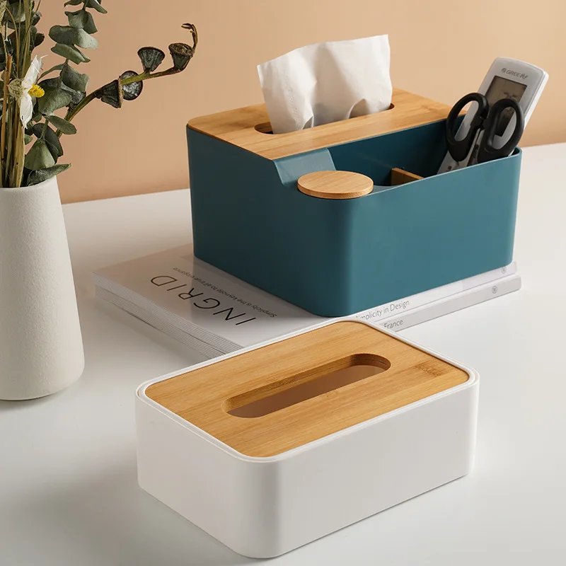 Natural Wood Bamboo Tissue Box Cover Holder Storage Desk Decor Environmental 