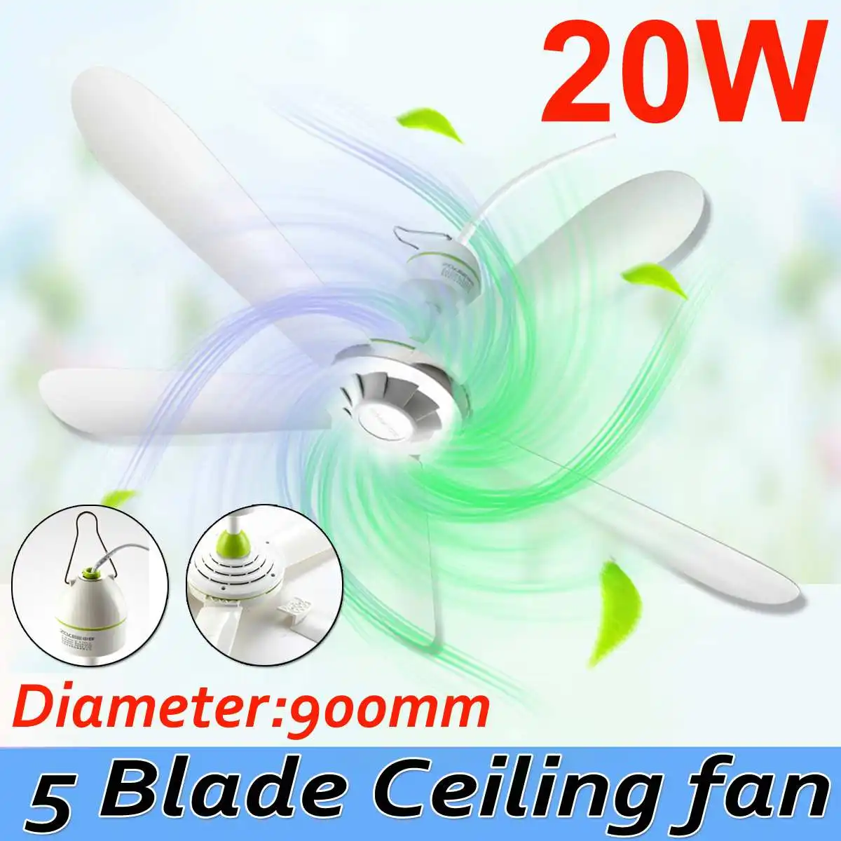 Us 32 69 30 Off Us Plug 220v 20w 90cm Energy Saving Ceiling Fan Mini Fan Anti Mosquito Hanging Fan Air Conditioner Cooler With 1 8meter Cord On