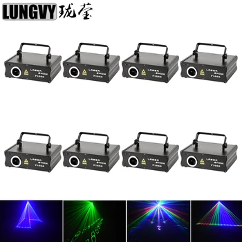 

Free Shipping 8pcs/lot 430mw 3D And Grating Effect DMX Red Green Blue RGB Beam Patterns Laser Scanner Light Home Party DJ Stage