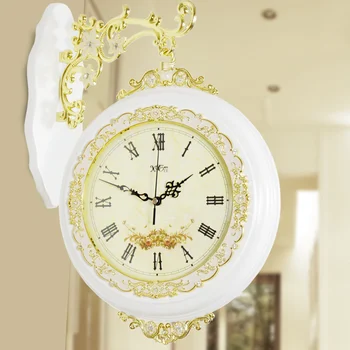 

Luxury Double Sided Wall Clock Modern Design Vintage Nordic Europe Style Wall Clock Living Room Zegar Scienny Home Watch JJ60WC