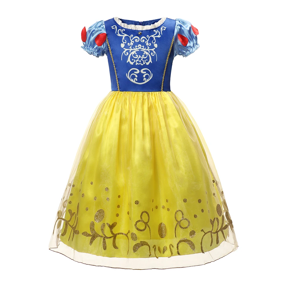 Kids Girl Dress Snow White Fancy Dresses Children Party Cosplay Princess Costume Bow Patchwork Role Playing Frocks Outfits 1-10Y