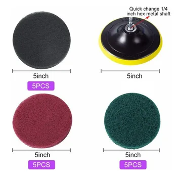 

New Arrival High Quality 18Pcs 5 Inch Polishing Waxing Buffing Sponge Pads Kit For Compound Car Polisher