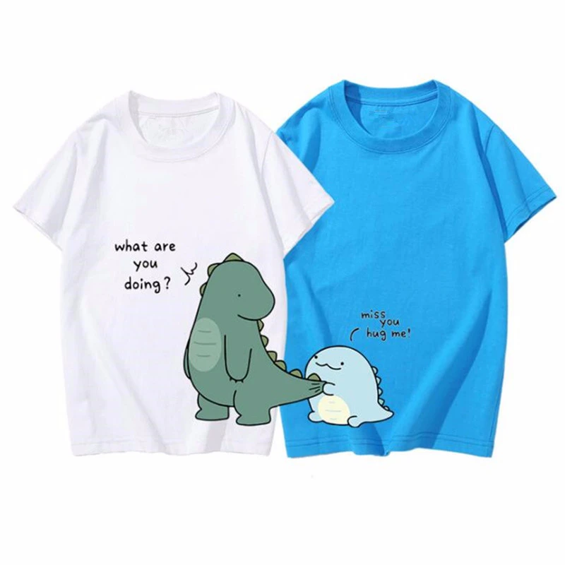 

100% Cotton Family Short-sleeved T-shirt for Dad Mom Girls Boys Dinosaur Print Tops Adult Baby Kids Matching Clothes Outfits