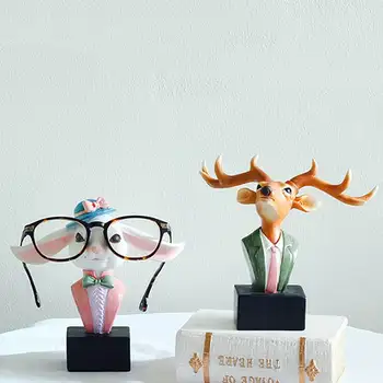 

New Deer Rabbit Animal Glasses Stand Resin Crafts Lovely Eyeglasses Sunglasses Stand Holder Rack Animal Home Decor Best Gift