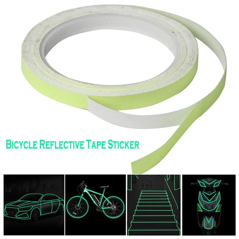 Bicycle Reflective Tape Sticker 8 Meters Cycling DIY Luminous Warning Stickers for Driving at Night Outdoor Safety Accessories