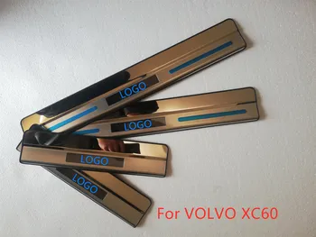 

for Volvo XC60 2008-2017 LED Automobile Stainless Steel Mirror Scuff Plate Door Sill Strip Welcome Pedal Car Styling Stickers