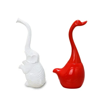 

2 Pcs Toilet Brush Holder Creative Bathroom Funny Household Cleaning Tool Cleaning Brush - Elephant Shape & Swan Shape