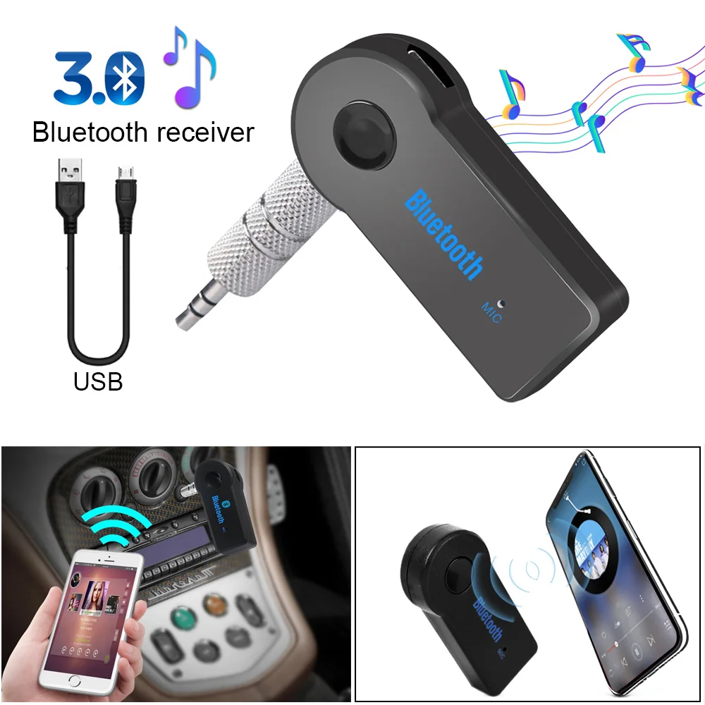 

Mini 3.5MM AUX Audio Car Kit Wireless Handsfree Speaker Headphone Adapter MP3 Music Bluetooth Receiver Adapter For Phone
