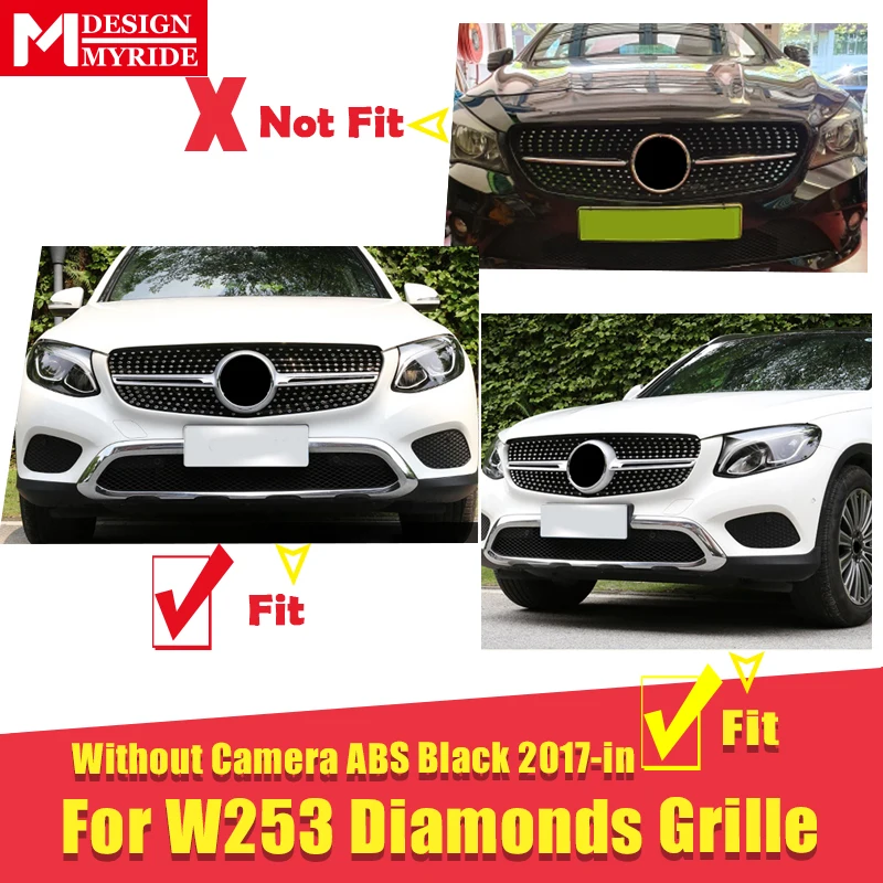 Подходит для Mercedes GLC класс W253 X253 решетка гриль Diamond стиль ABS серебро знак любви GLC250 GLC350 GLC400 выглядят решетки 17-в