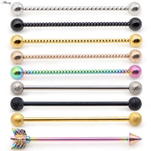 Alisouy 14G 1Pc Roestvrij Staal Industriële Barbell Oorbellen Twisted Matte Rainbow Oorkraakbeen Helix-Conch Piercing Sieraden