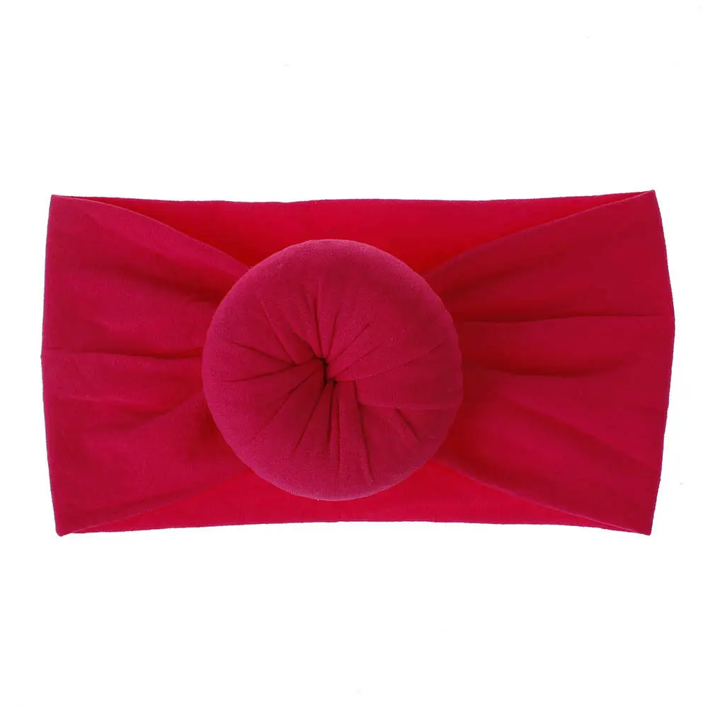 Hot Pink Милая повязка на голову с большим бантом для маленьких девочек, детская повязка на голову, Эластичный Тюрбан, повязка на голову - Цвет: Hot Pink