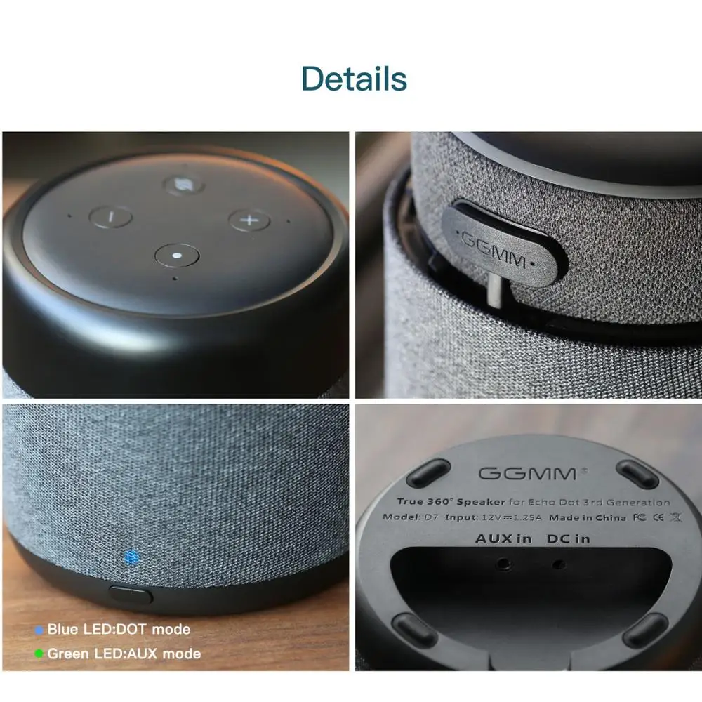 GGMM D7 Portable Speaker Rechargeable Battery Base For Echo Dot 3nd Generation Black Docking Station With 5200mAh Play 8 Hours GGMM D7 Portable Speaker Rechargeable Battery Base For Echo Dot 3nd Generation Black Docking Station With 5200mAh Play 8 Hours