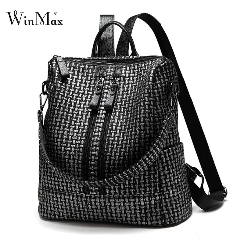 

2019 New Arrival Backpack Women Fashion Backpacks Women High Quality Silver Leather Travel Backpack Bag Rucksack Women Daypack