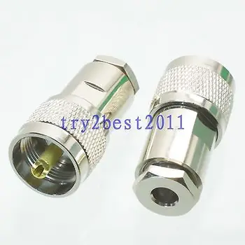 

DHL/EMS 50 pcs Connector UHF PL259 plug pin clamp RG58 RG142 LMR195 RG400 Straight -C1