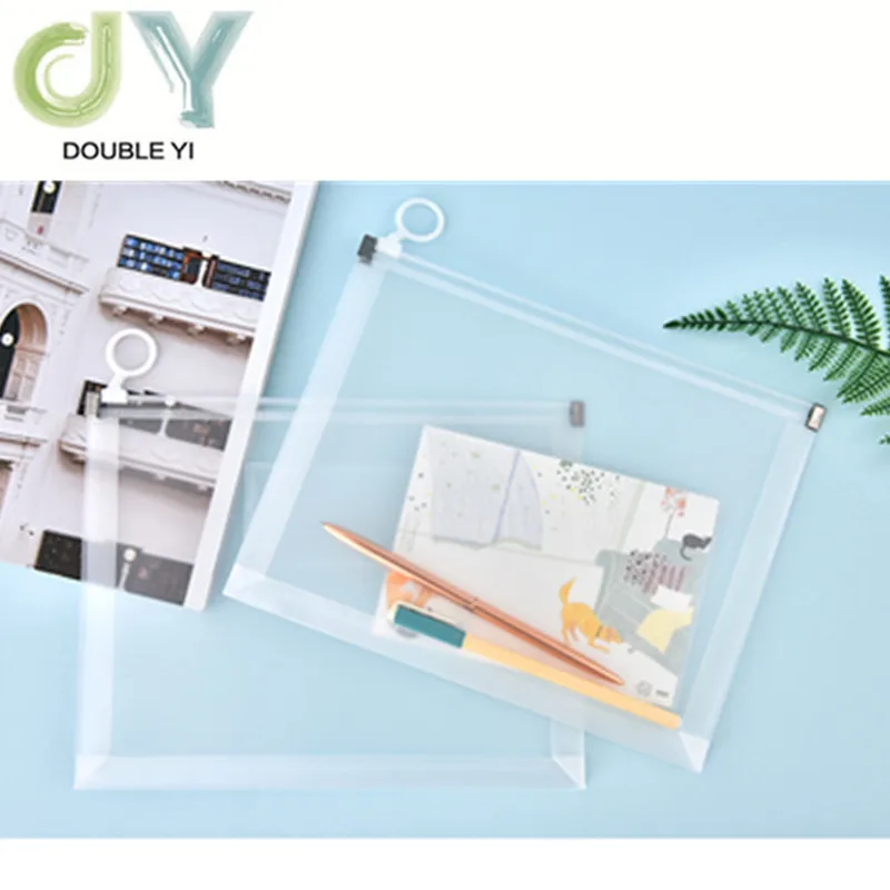 Creative paper bag transparent PP zipper bag(A5) cute zipper information bag test paper bag wholesale