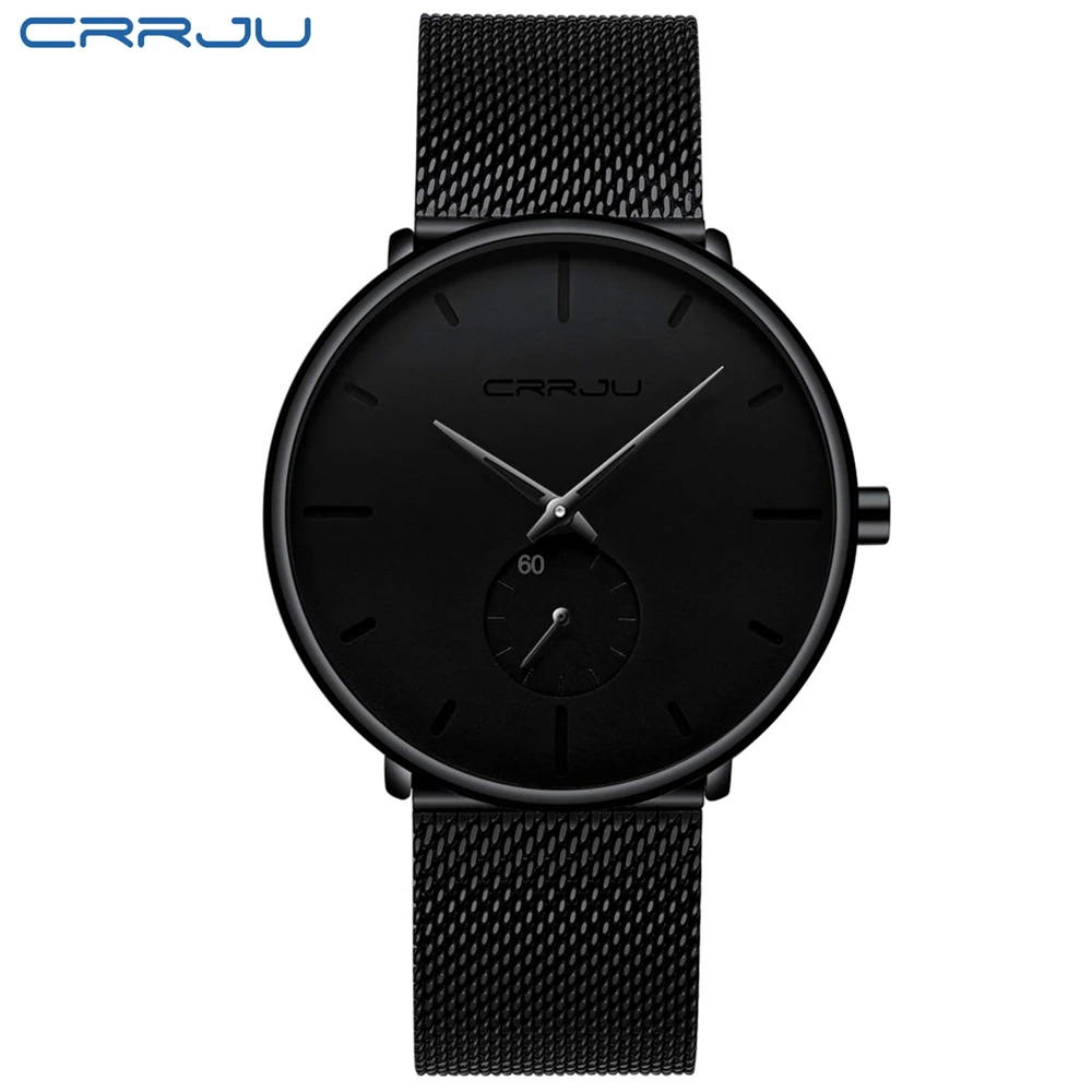 CRRJU Fashion Mens Watches Top Brand Luxury Quartz Watch Men Casual Slim Mesh Steel Waterproof Sport Watch Relogio Masculino 