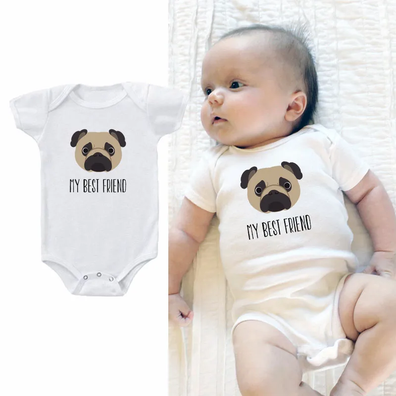 Pug Mom Paw Baby Boys Girls Cute Bodysuit Onesies