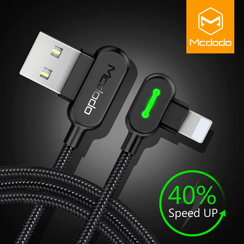 MCDODO USB Cable 2.4A Fast Charging Mobile Phone Charger LED Data Cord For iPhone 11 Pro MAX XS XR X 8 7 6 6s S Plus 5|Mobile Phone Cables| - AliExpress