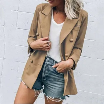 

Women Casual Long Sleeves Blazers Solid Color Turn-down Collar Coat Lady Business Outwear Suit Coats Slim Female Work Blazer Hot