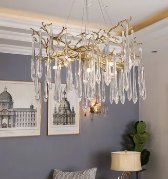 

American Modern Luxury Crystal Chandelier Round Annularity Model Room Club Villa Living Room Restaurant Metal Chandelier Hotel