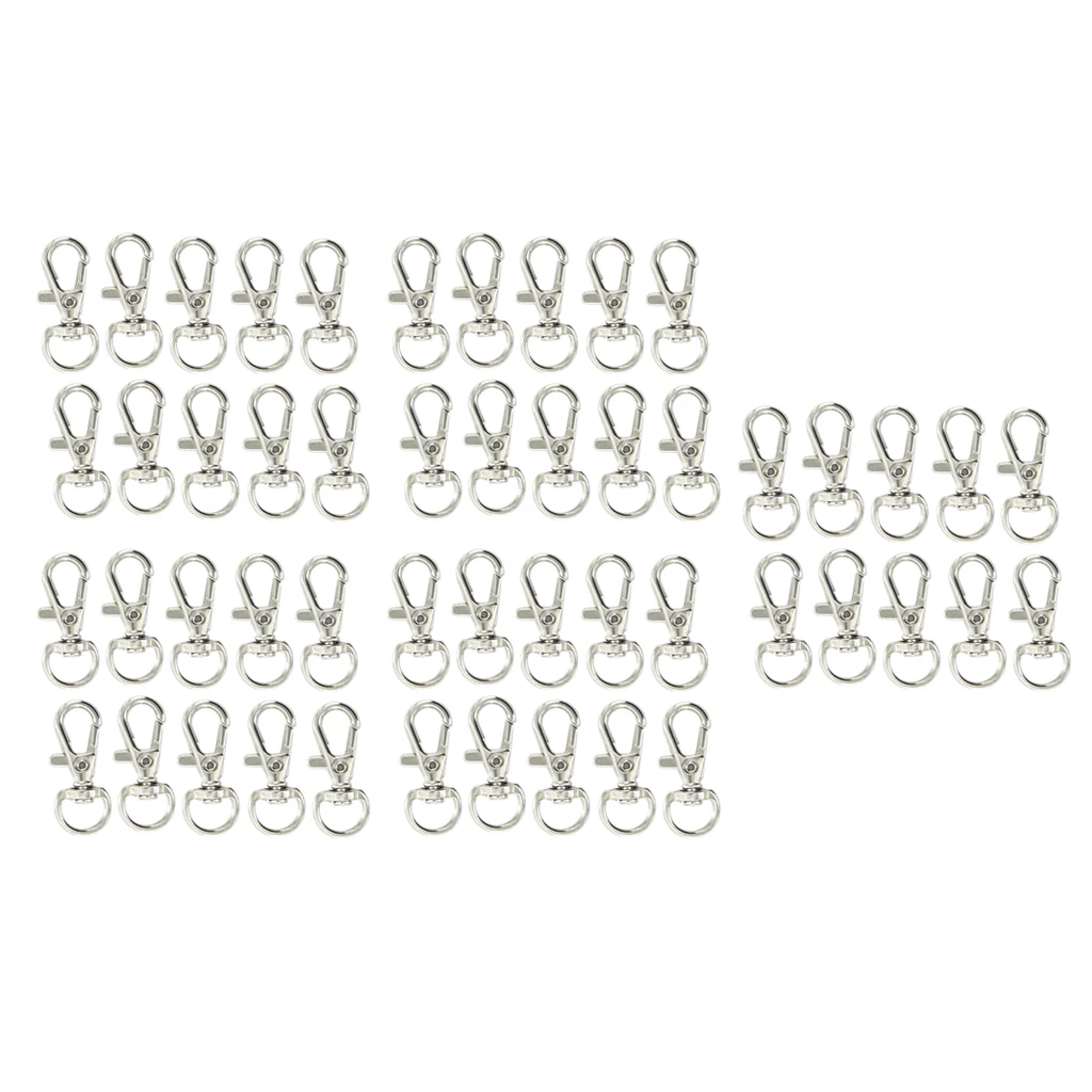 50 Swivel Trigger Clips Snap Hooks Lobster Clasp Keychain Bag Craft DIY Findings