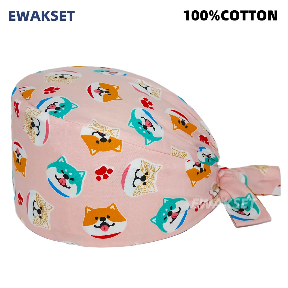 Unisex Soft Scrub Cap Cartoon Printing Scrubs Hat for women surgicals hat women's and men operating room hat Nursing accessories 4