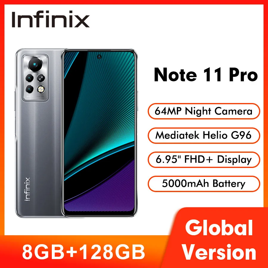 Смартфон Infinix Note 11 Pro 8 + 128 ГБ 6 95 '' Helio G96 120 Гц 64 мп 33 Вт аккумулятор 5000 | Мобильные