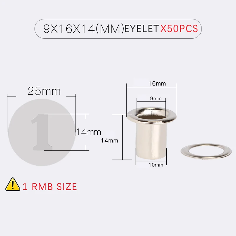 Silver 9x16x14mm Yoga Mat Fitness Mat Eyelet Thickening Grommet Eyelets