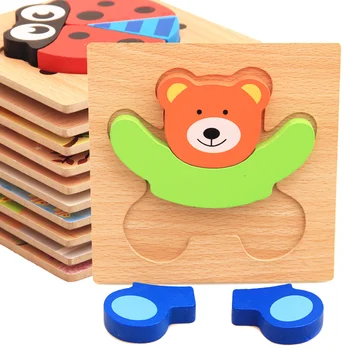 

4 Pcs Wooden Animal Jigsaw Puzzles Toddlers Educational Toys Gift Vibrant Color Shapes FJ88