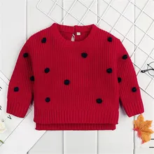 Г. Осенне-зимние детские свитера; Одежда для младенцев; пуловер в горошек с длинными рукавами для девочек; вязаный свитер для От 0 до 2 лет; топы для малышей