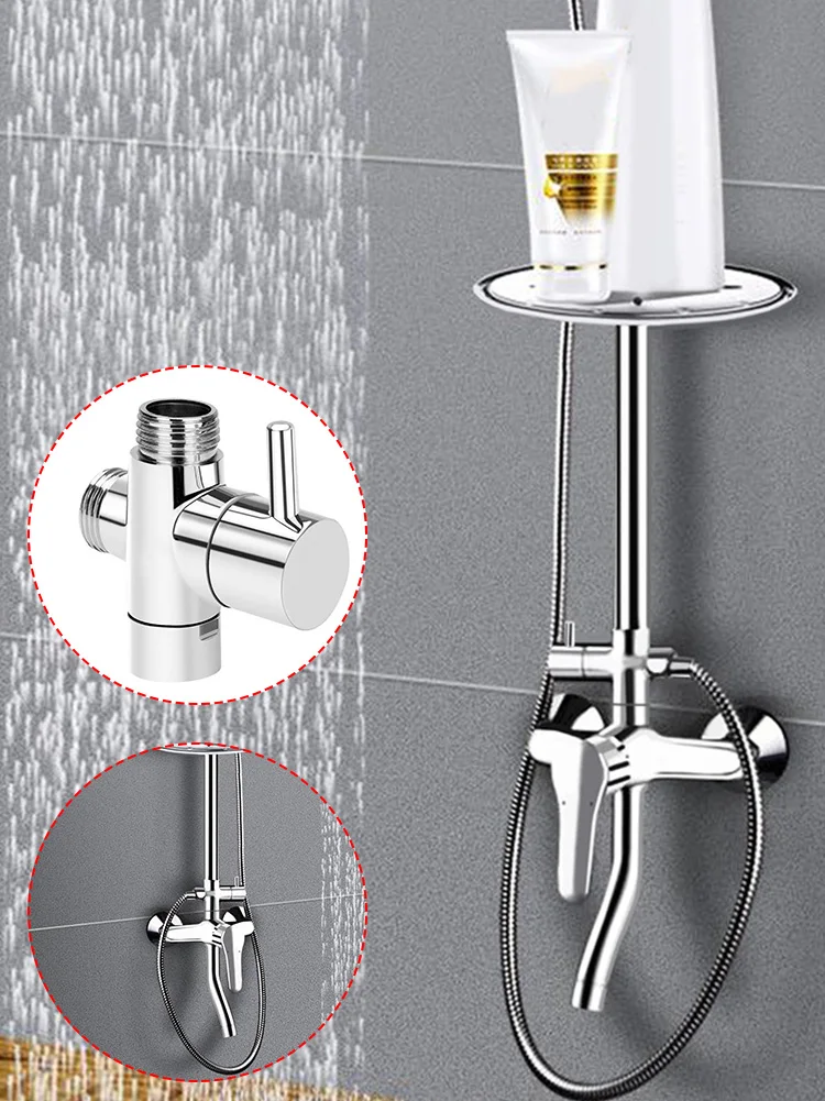 

T-Shaped Three-Way Bathroom Diverter Valve Wall-Mounted Handheld Shower Or Thermostatic Faucet Replacement Parts