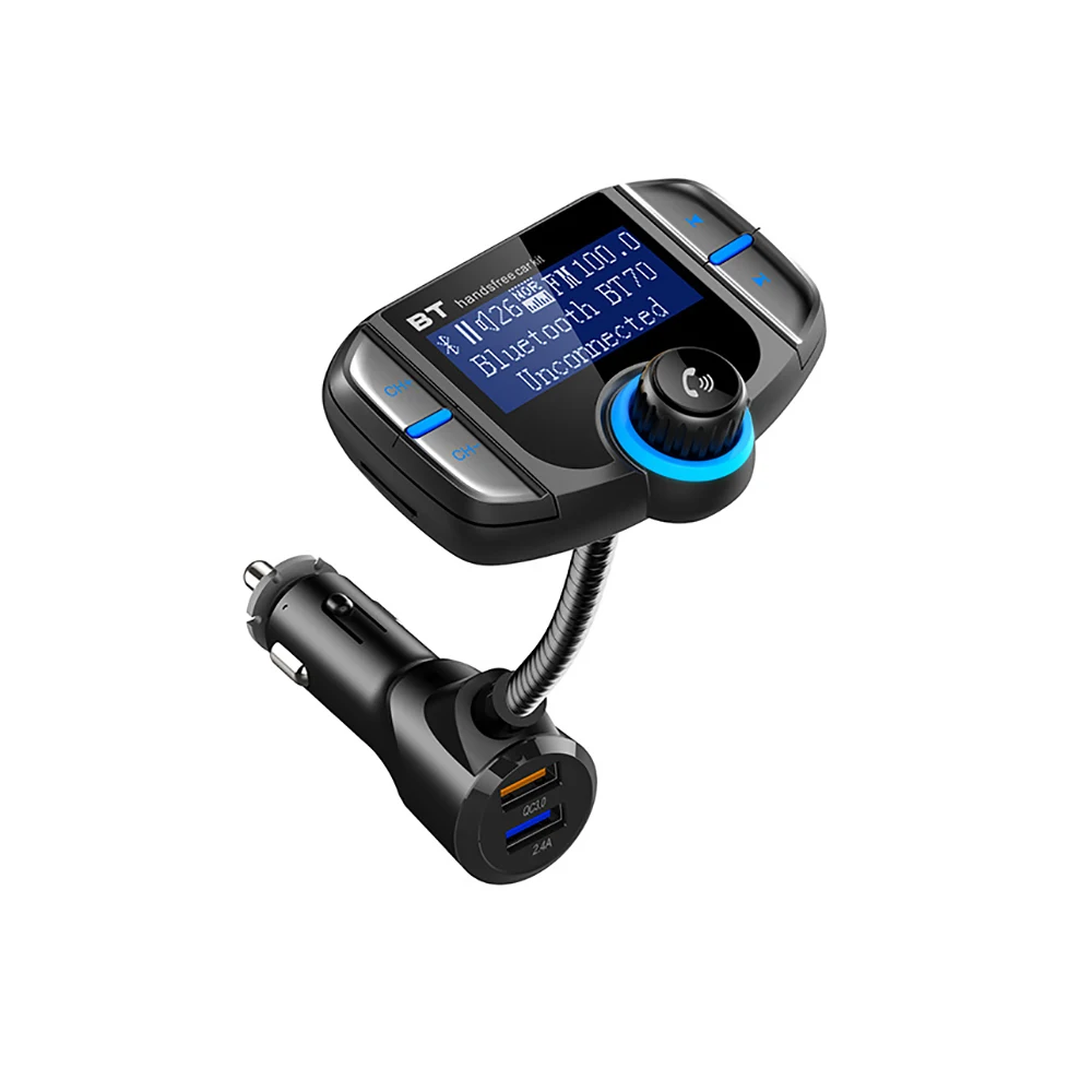Автомобильный fm-передатчик с дисплеем 1,7 дюйма, улучшенный Bluetooth передатчик BT70, быстрая зарядка 3,0, беспроводной fm-модулятор