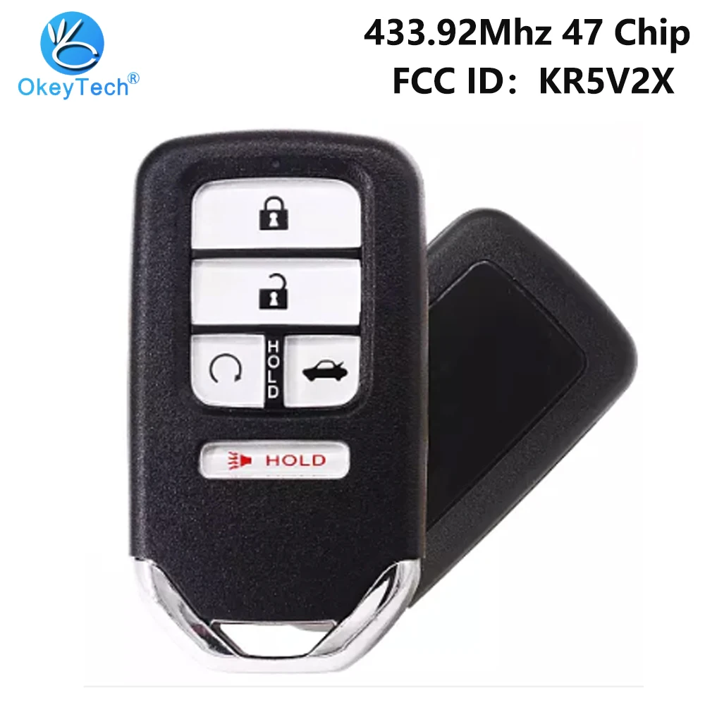 OkeyTech для Honda 2016-2017 CIVIC умный ключ 433 92 МГц ID47 чип FCC ID: KR5V2X 4 + 1 кнопка с HON66 лезвие