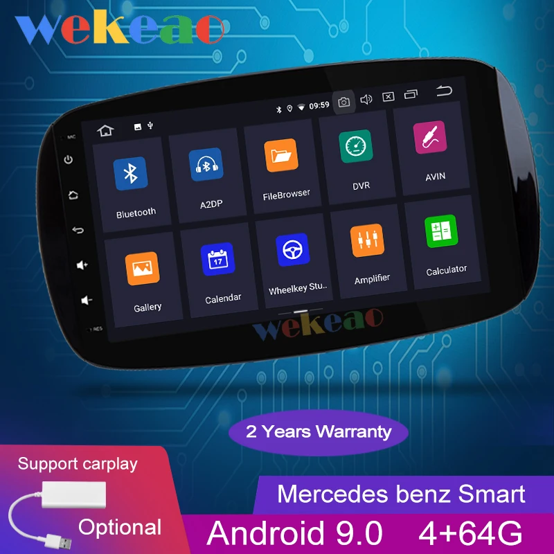 #*Cheap Wekeao Touch Screen 9 #039; #039; Android 9.0 Car Radio GPS Navigation For Mercedes Benz Smart Fortwo DVD Car Player 2015 2018