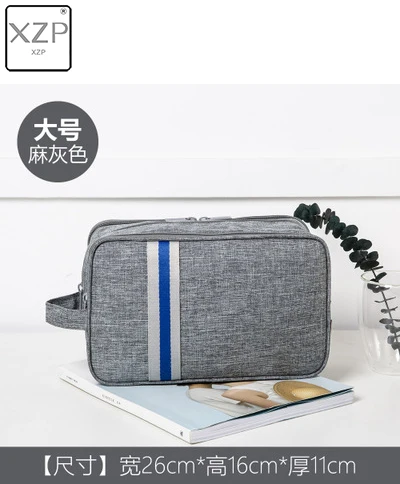 Grey Big XZP дорожные холщовые комплекты для бритья косметический Органайзер для макияжа Женская Мужская туалетная сумка с двойной частью Мужская ts Kosmetyczka beauty Case - Цвет: Grey Big