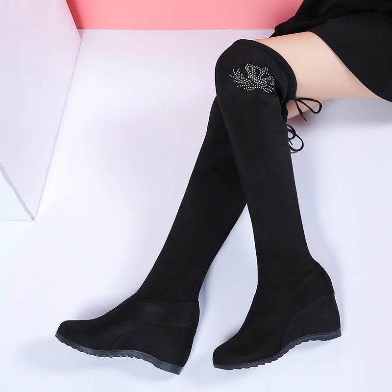 

Size 40 thigh high boots, women's winter over-the-knee boots, women's black slim warm shoes, women's elastic 2020 new M1552